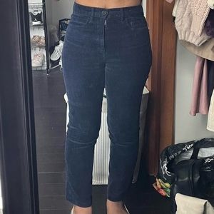 Blue Corduroy Slim Straight Leg Pants